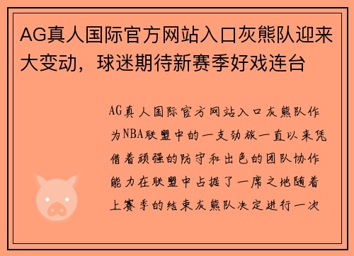 AG真人国际官方网站入口灰熊队迎来大变动，球迷期待新赛季好戏连台